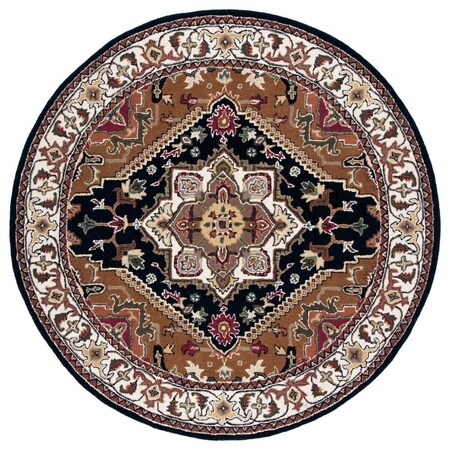 Safavieh 6 x 6 ft. Heritage Tufted 625T Hand Tufted Round Area Rug; Navy & Brown HG625T-6R